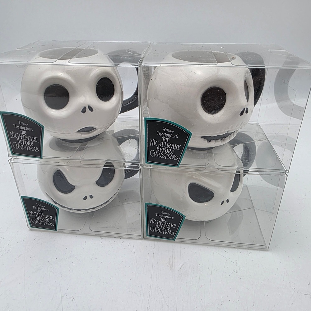 Disney Nightmare Before Christmas Jack Skellington Expression Mugs Set of 4